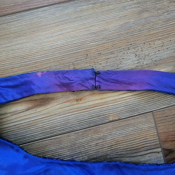 Vintage 90's Stephen Yearick Prom Dress Womens 10 Blue Beaded Halter - Picture 5 of 10